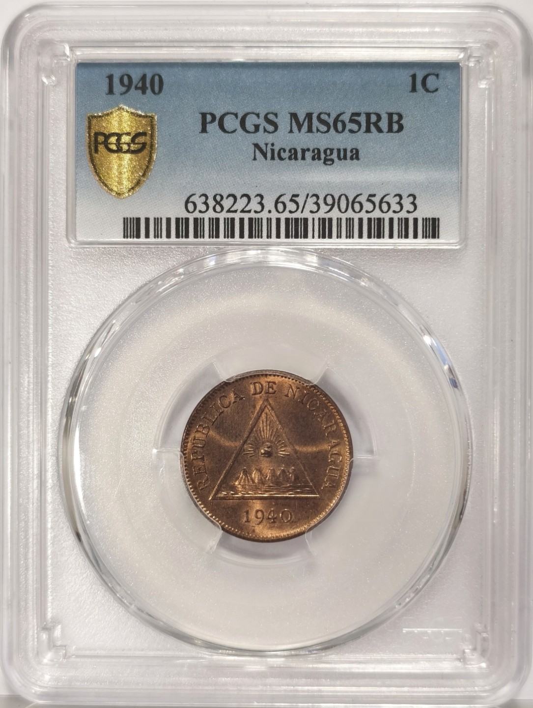 博洋堂世界钱币拍卖第019期（全场包邮） PCGS MS65RB 尼加拉瓜1940年1C 冠军分
