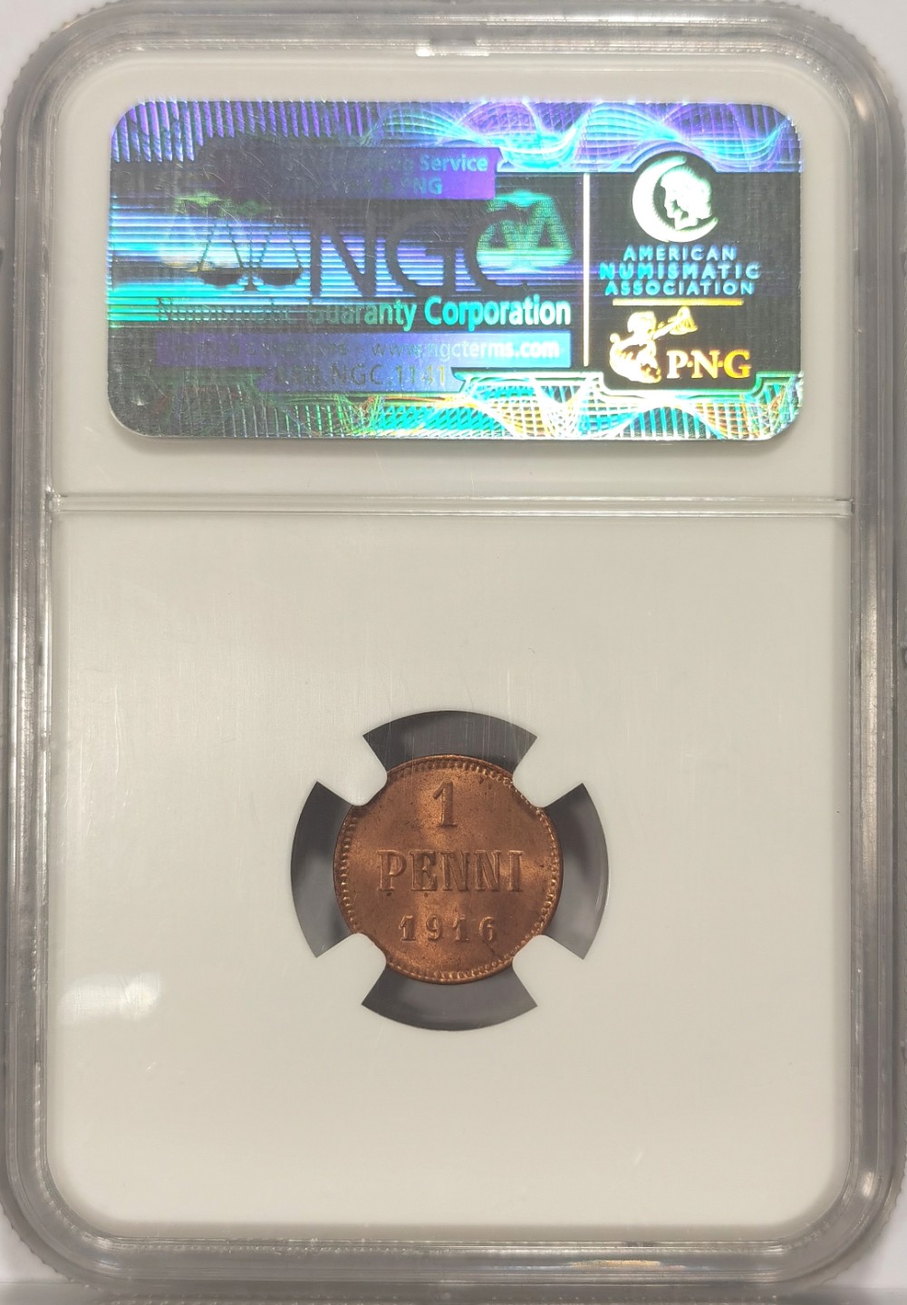 博洋堂世界钱币拍卖第019期（全场包邮） NGC MS65RD 芬兰1916年1芬尼，出厂原光铜色鲜艳