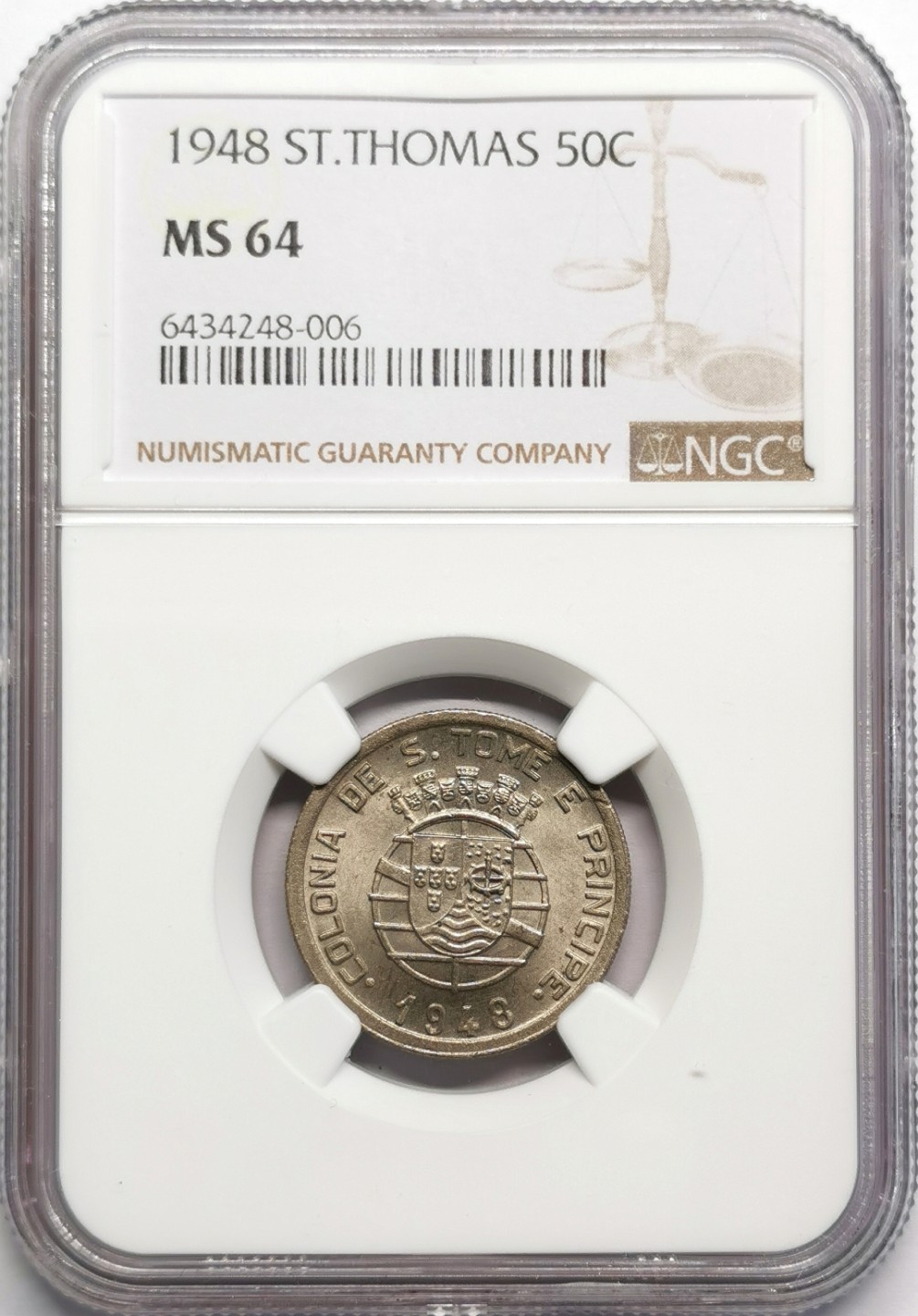 凡希社世界钱币微拍第二百三十二期 1948葡属圣多美与普林西比50分NGC-MS64目录价高！