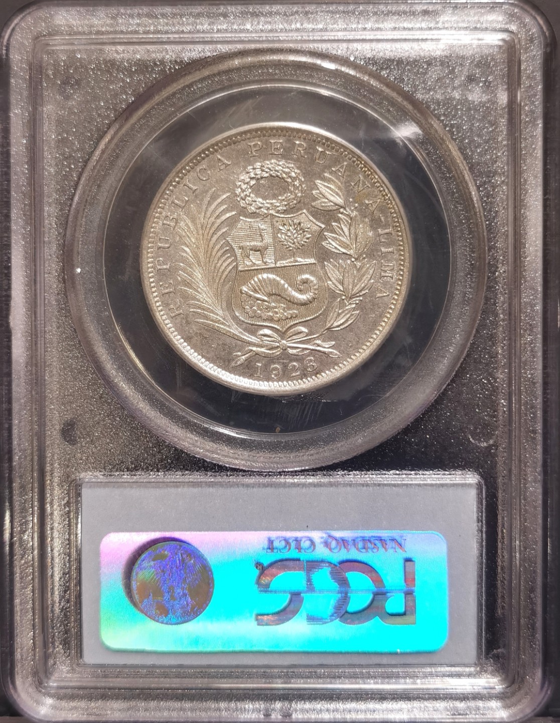 博洋堂世界钱币拍卖第019期（全场包邮） PCGS MS63 秘鲁1923年1/2Sol银币，更高分仅三枚