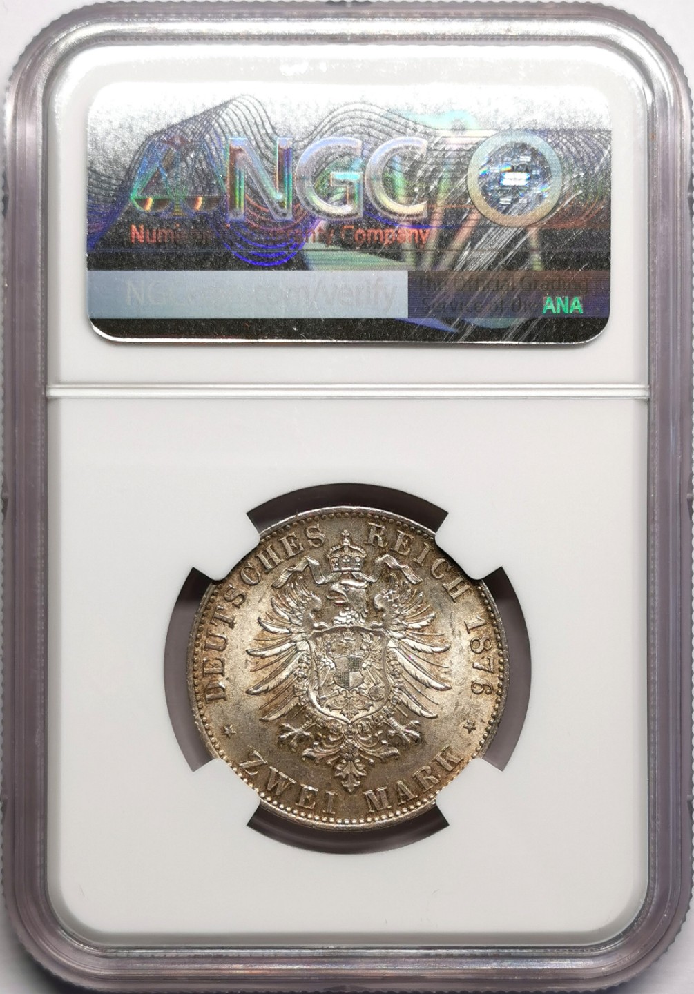 凡希社世界钱币微拍第二百三十二期 1876D巴伐利亚短翅2马克NGC-MS62稀少！