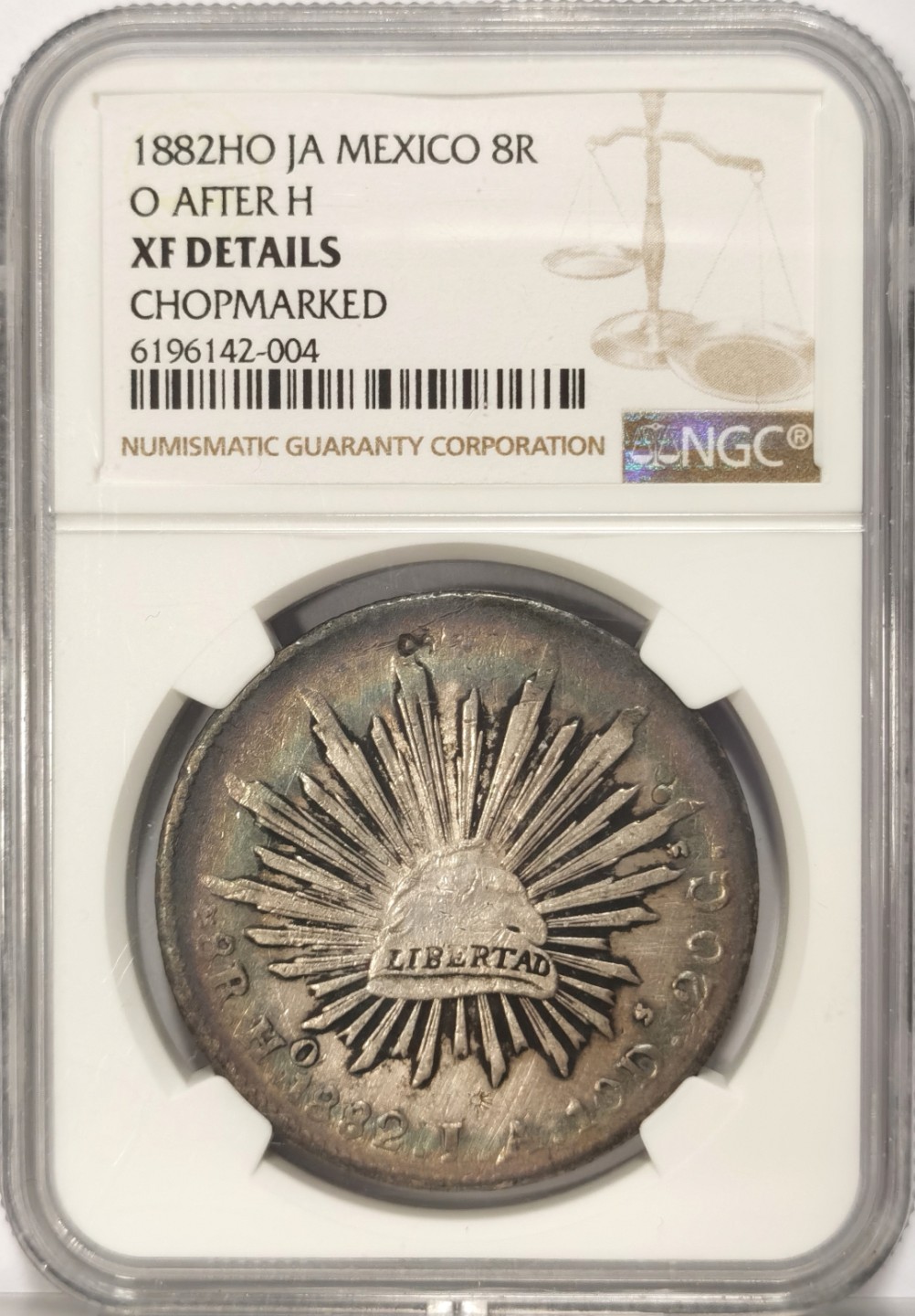 博洋堂世界钱币拍卖第019期（全场包邮） NGC XF 墨西哥1882年HO JA版花边鹰洋，五级鹰