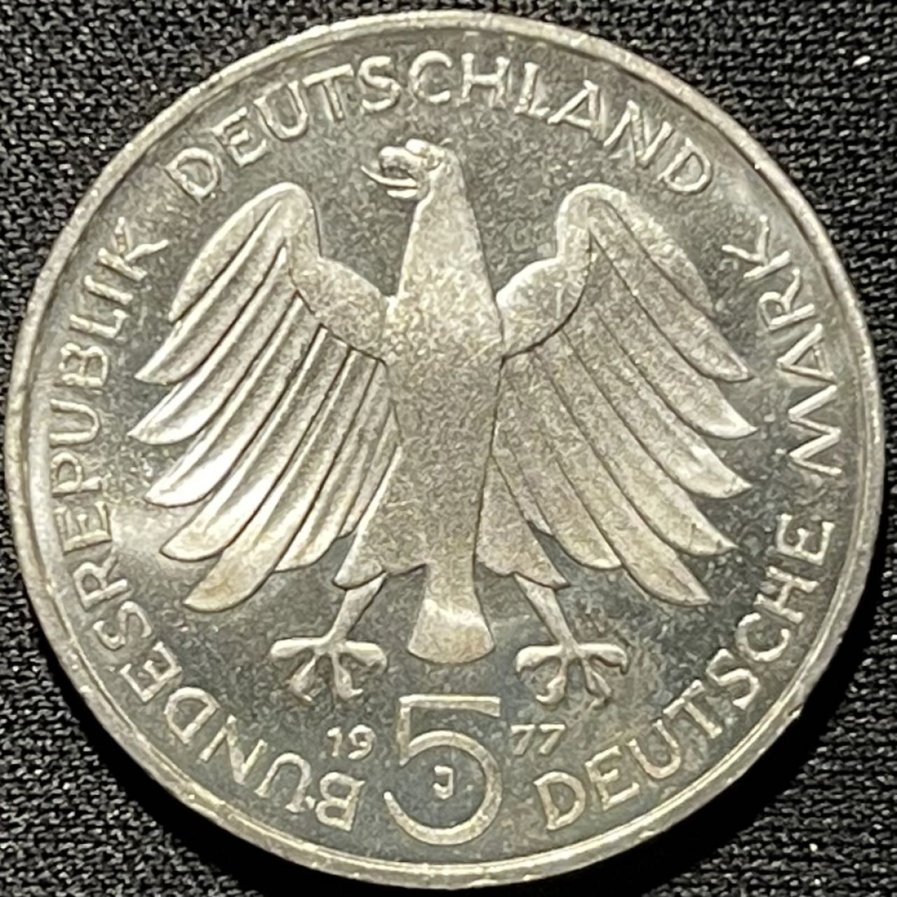 紫瑗钱币——第260期拍卖 联邦德国 1977年 高斯诞辰200周年 5马克 11.2克 0.625银 UNC