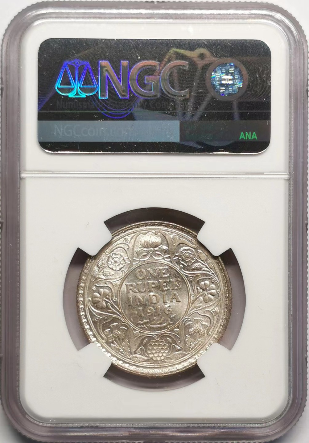 凡希社世界钱币微拍第二百三十二期 1916英属印度乔五卢比NGC-MS63