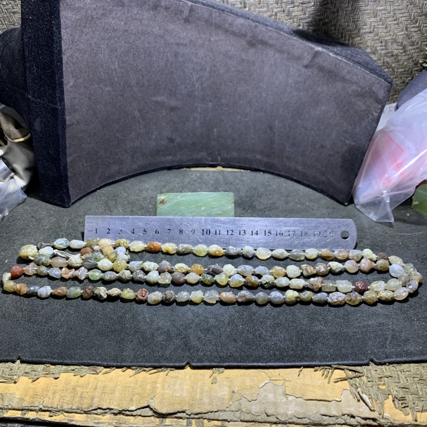 精美戈壁花脉冰透筋脉玛瑙原石108项链一条，