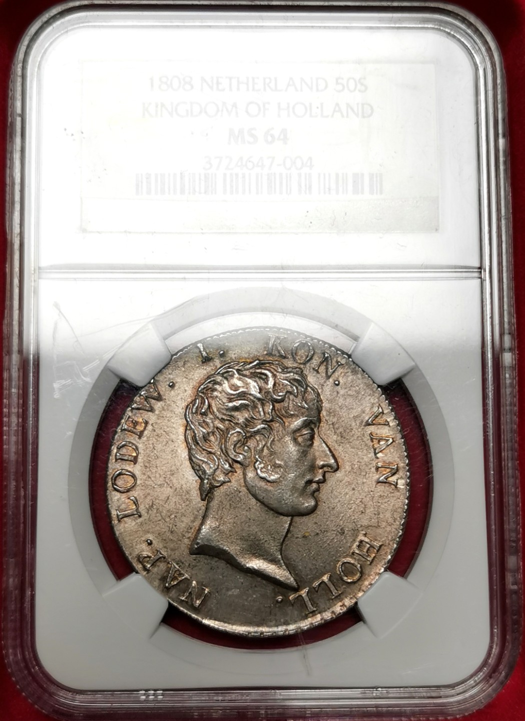 凡希社世界钱币微拍第二百三十二期 荐！1808荷兰王国热罗姆拿破仑50ST大银NGC-MS64淡紫金彩！