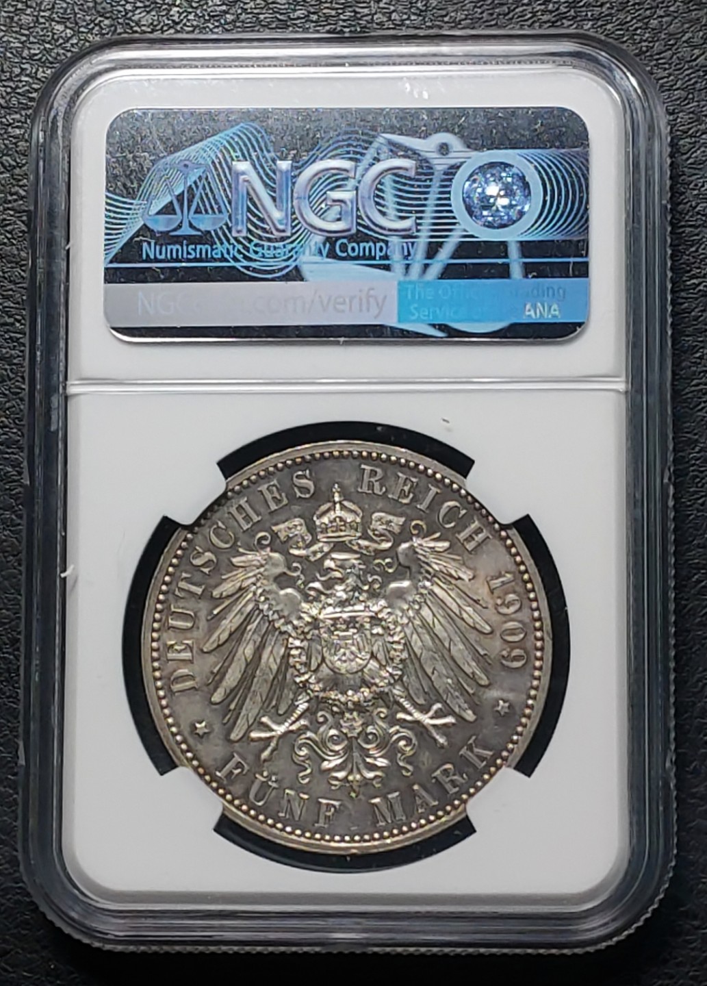 NGC MS63德国1909年萨克森莱比锡大学建校500周年纪念5马克银币