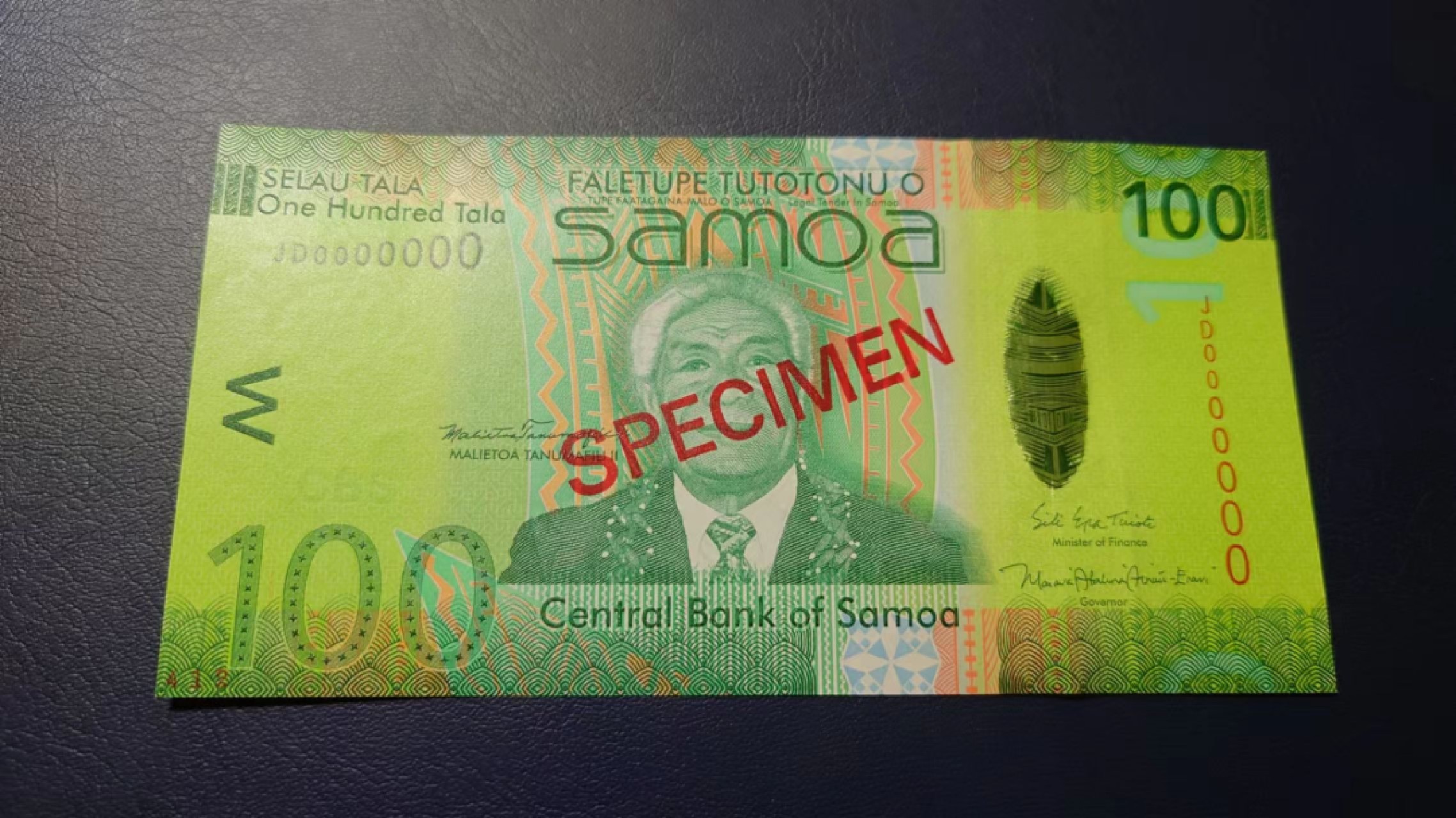 【世界钱币收藏】精选微拍第57期暨2023年第四期 裸钞专场 萨摩亚100元 样钞 塑料开窗 全新绝品