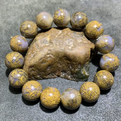 精美天然阜新本地水草玛瑙单圈手串一条！ - 精美天然阜新本地水草玛瑙单圈手串一条！