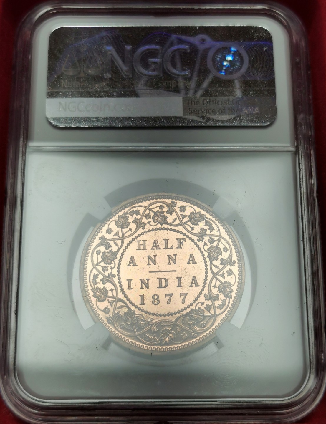 凡希社世界钱币微拍第二百三十二期 荐！1877C英属印度小维1/2安那大铜精铸NGC-PF64稀有！