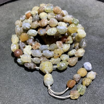 精美戈壁花脉冰透筋脉玛瑙原石108项链一条， - 精美戈壁花脉冰透筋脉玛瑙原石108项链一条，