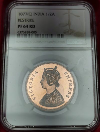 凡希社世界钱币微拍第二百三十二期 - 荐！1877C英属印度小维1/2安那大铜精铸NGC-PF64稀有！