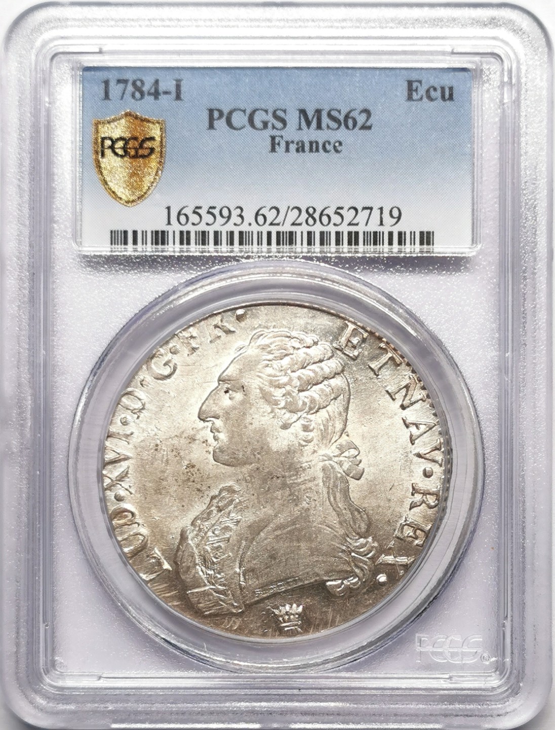 凡希社世界钱币微拍第二百三十二期 荐！1784I法国路易十六埃居大银PCGS-MS62全银光无减重痕！