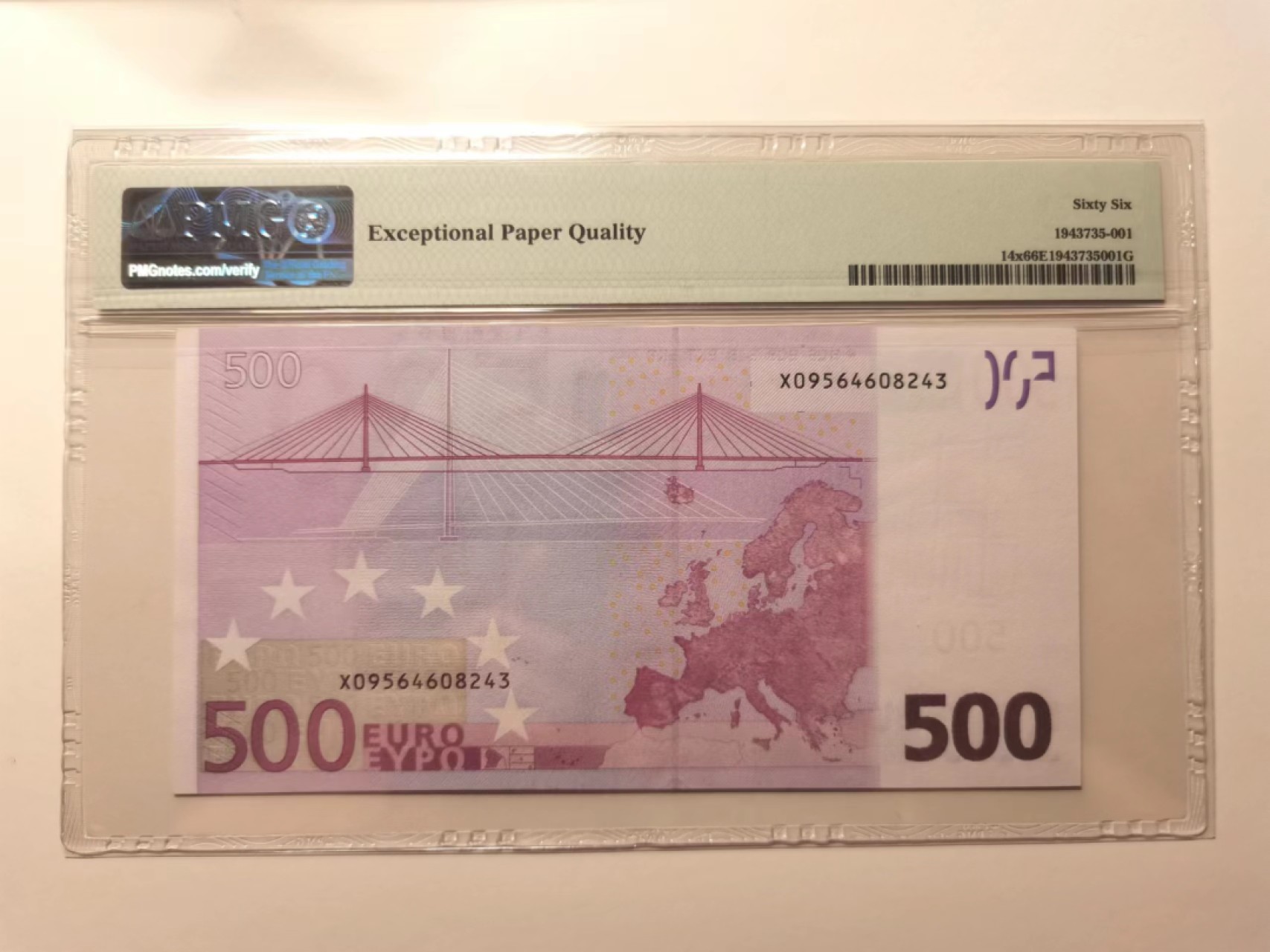 外钞荟萃x民国风云专场 PMG66 2002年500欧元 德国版