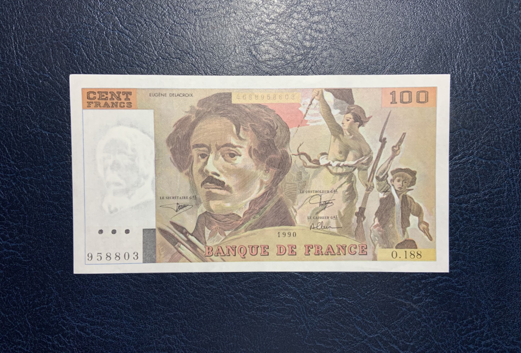 收藏联盟Quantum Auction 第241期拍卖  法国1990年100法郎 品相UNC- 无针孔 《自由引导人民》
