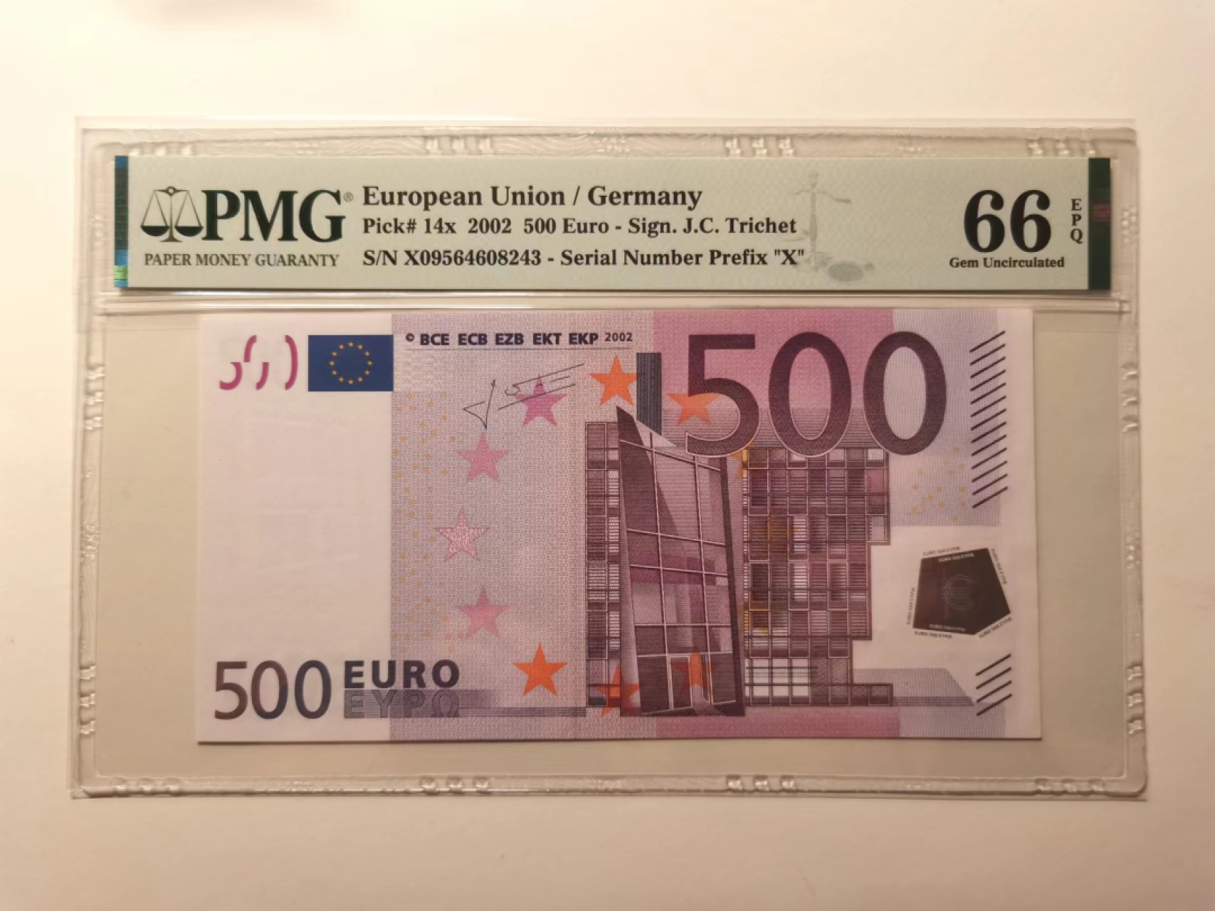 外钞荟萃x民国风云专场 PMG66 2002年500欧元 德国版