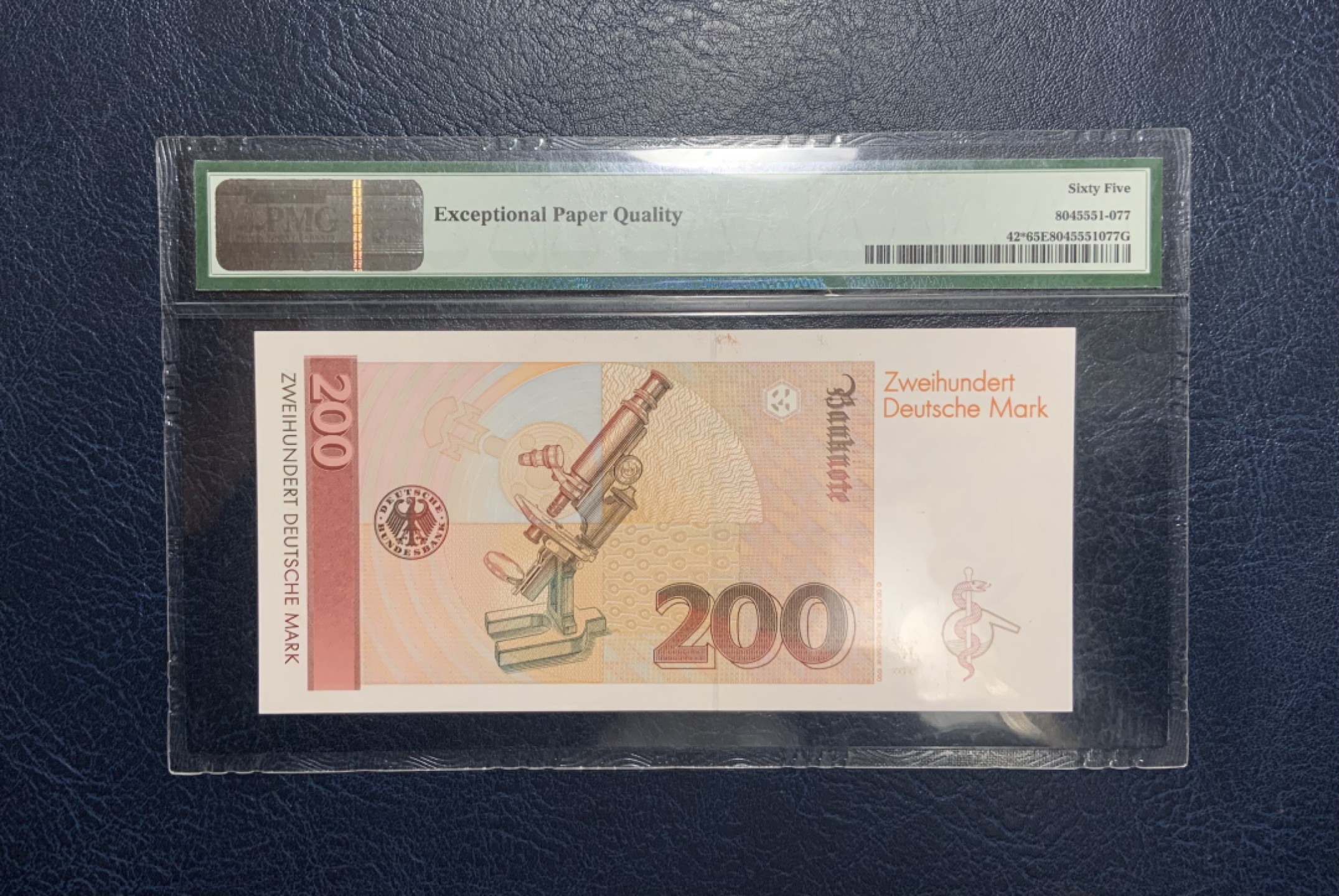 收藏联盟Quantum Auction 第241期拍卖  德国联邦1989年200马克 PMG65 补号 诺贝尔奖得主  梅毒特效药666发现者 艾尔利希