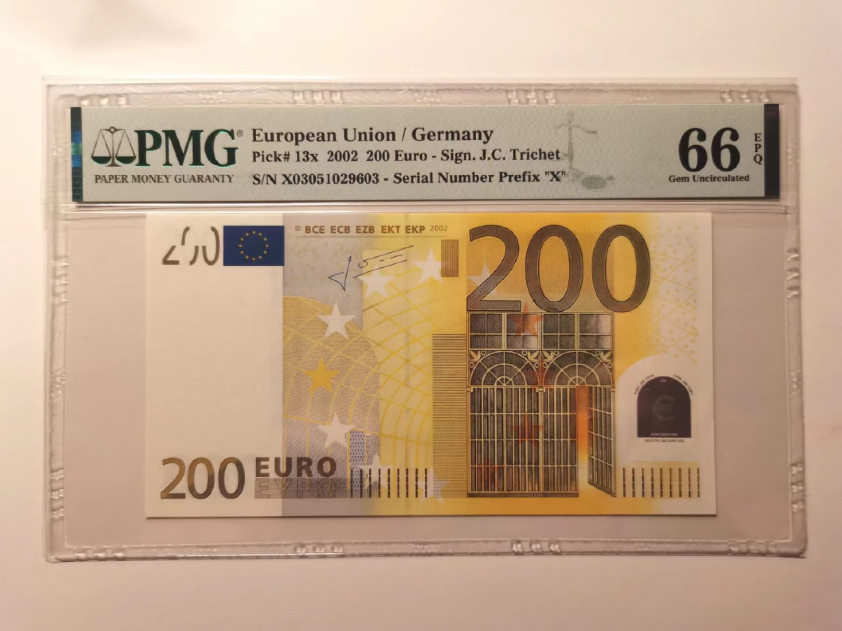 外钞荟萃x民国风云专场 PMG66 2022年200欧元二签 德国版