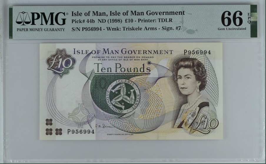 收藏联盟Quantum Auction 第241期拍卖  马恩岛1998年10镑 PMG66  “闹鬼荒堡” 匹尔城堡
