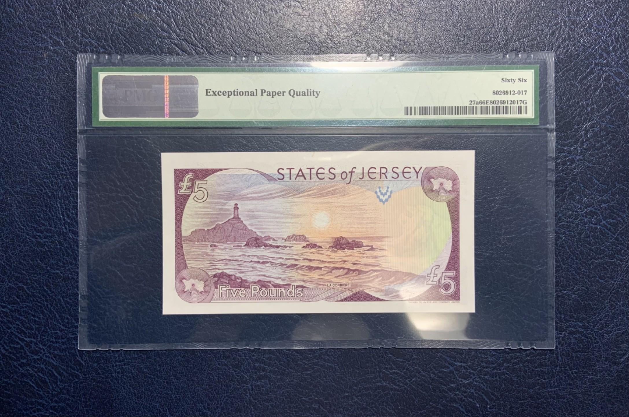 收藏联盟Quantum Auction 第241期拍卖  泽西岛2000年5镑 PMG66 豹子号999开头