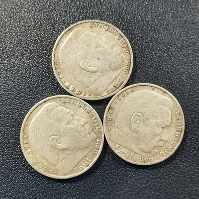 🎉🎊乐享宝藏💎💰~20230324专场 3枚德国5马克银币~兴登堡
