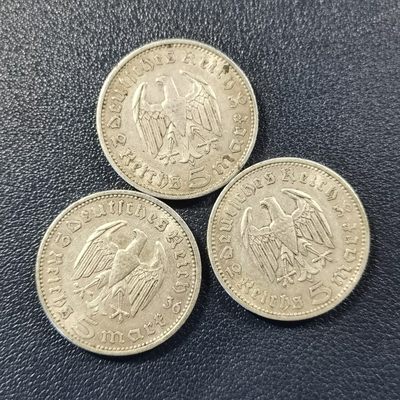 🎉🎊乐享宝藏💎💰~20230324专场 3枚德国5马克银币~兴登堡