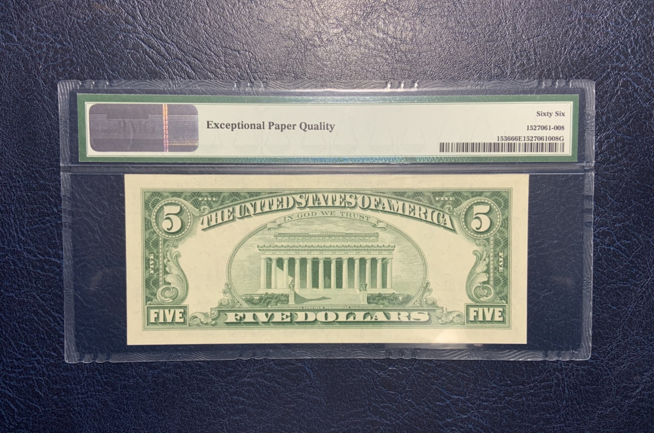 收藏联盟Quantum Auction 第241期拍卖  美国1963年政府券5元 PMG66 稀少红库印