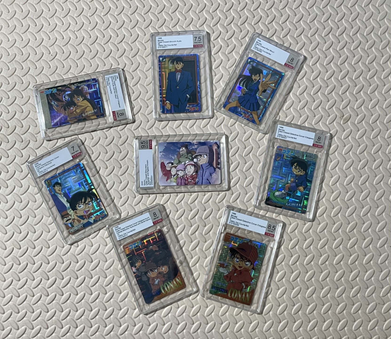CSIS-GREAT评级精品钱币拍卖第一百八十六期 柯南 90年代老假 卡游新卡 组合 8张 CSIS