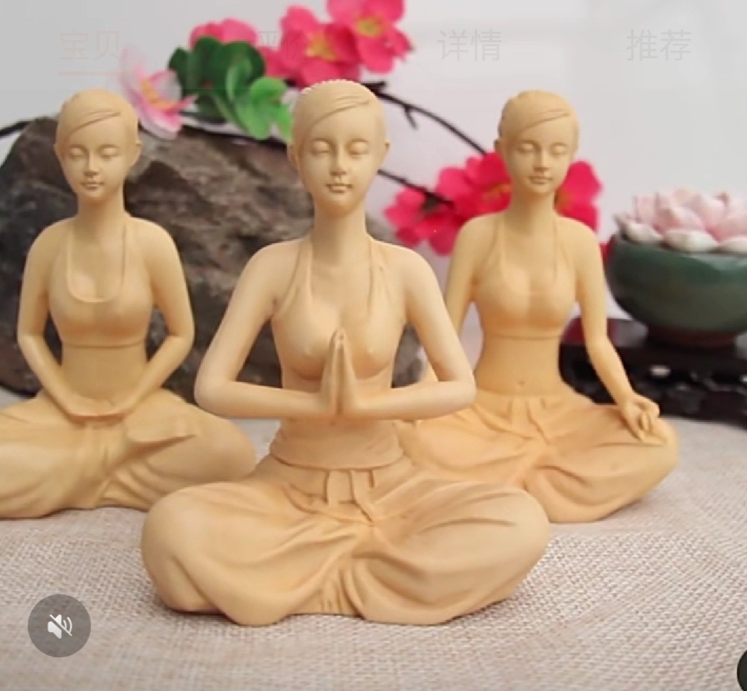 《祈祷》黄杨木雕工艺品摆件瑜伽少女人物手把玩件木雕刻送礼精品
