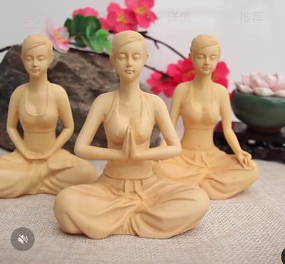 《祈祷》黄杨木雕工艺品摆件瑜伽少女人物手把玩件木雕刻送礼精品