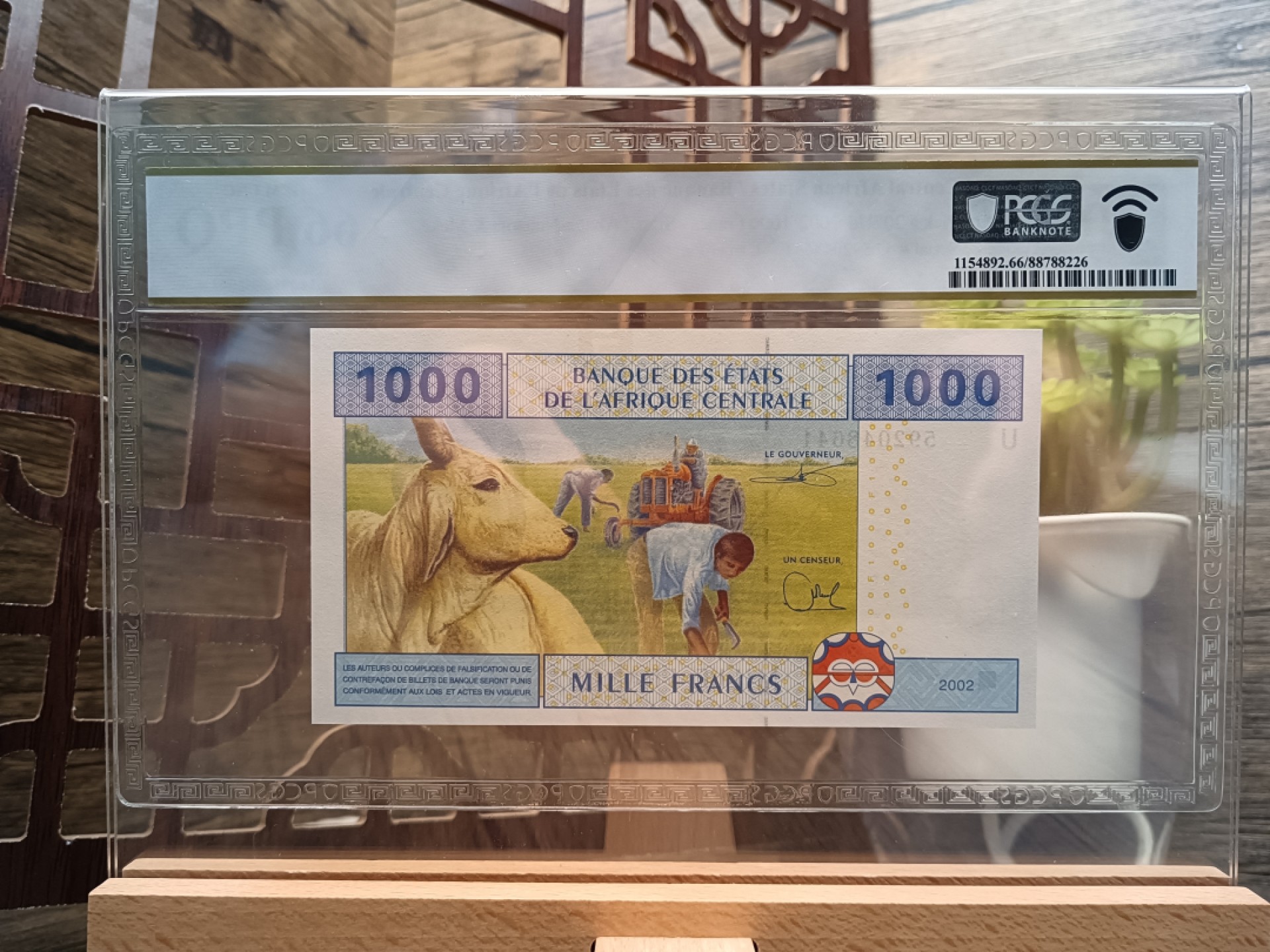 法郎收藏精品【中非】1000未流通 包邮PCGS66PPQ