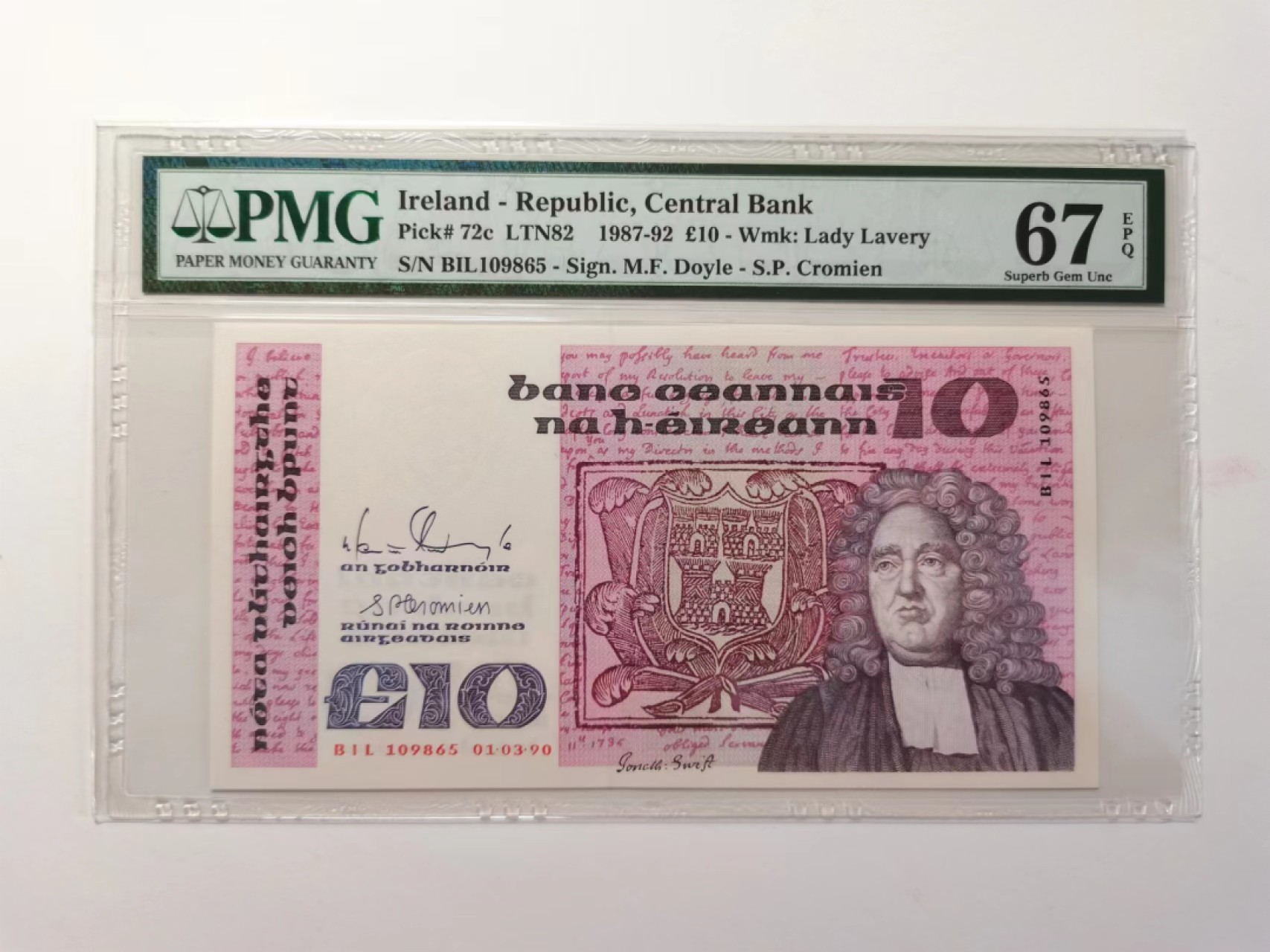 外钞荟萃x民国风云专场 PMG67爱尔兰b序10镑