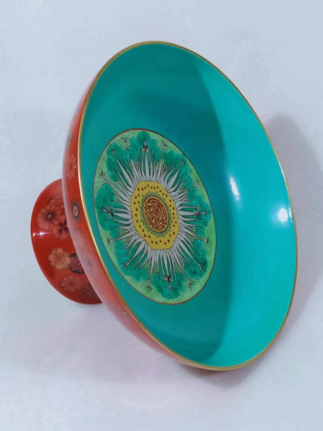 大清雍正，珐琅彩高足供盘