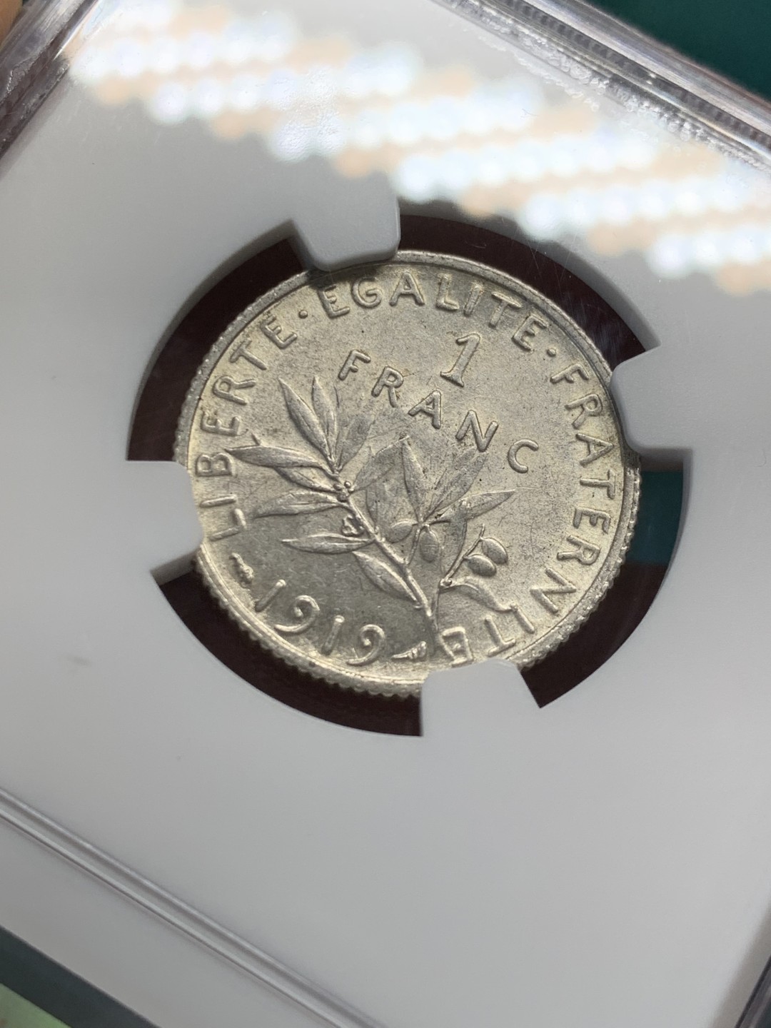 《竞宝斋》第146场-周日，周一 2场 (全场包邮) NGC-MS63 法国1919年 播种女神1法郎银币 顶级好品