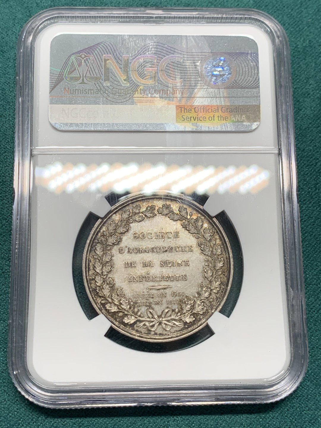 《竞宝斋》第146场-周日，周一 2场 (全场包邮) NGC-MS64 法国1819年 瑟涅河谷物女神 JETON 银制 高浮雕 顶极品相