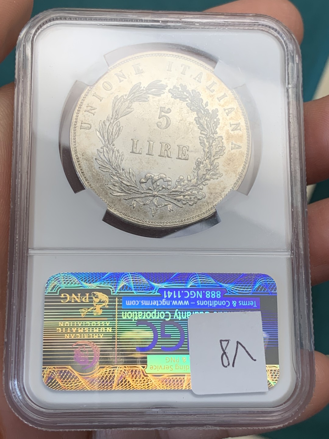 《竞宝斋》第146场-周日，周一 2场 (全场包邮) 亚军分！NGC-MS63PL 意大利威尼斯1848年飞狮5里拉大银 镜面prooflike，NGC一共只评出5枚