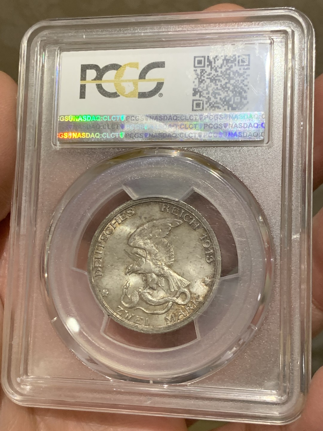 《竞宝斋》第146场-周日，周一 2场 (全场包邮) PCGS MS65 德国 德意志帝国 1913 普鲁士王国反法战争百年纪念2马克银币老包浆