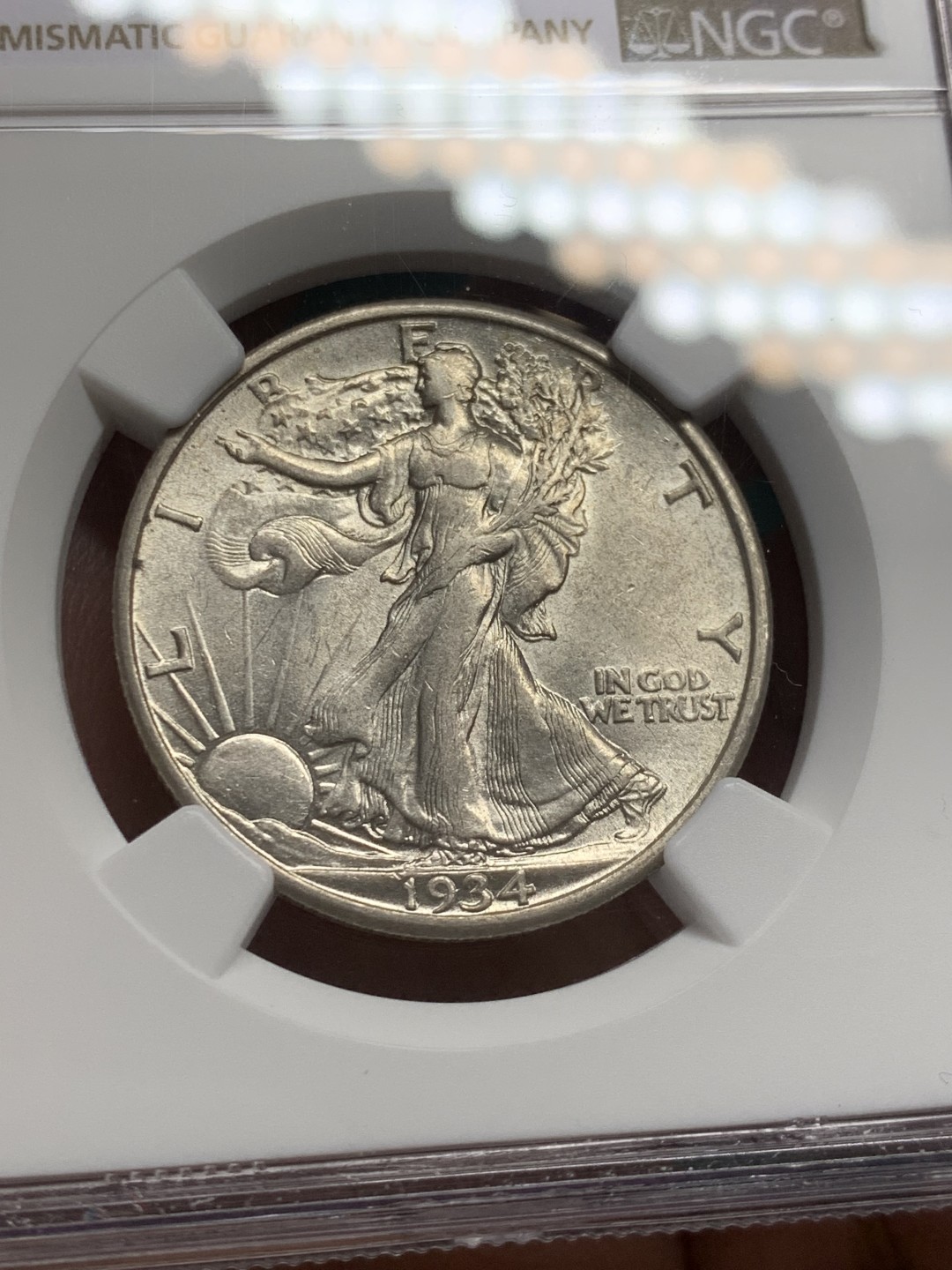 《竞宝斋》第146场-周日，周一 2场 (全场包邮) NGC-AU58 美国1943年 行走女神半圆 原光银币