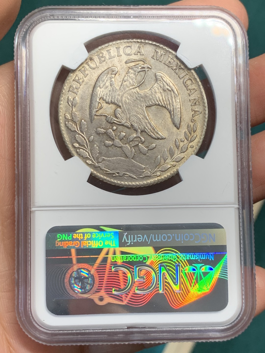 《竞宝斋》第146场-周日，周一 2场 (全场包邮) NGC MS62 墨西哥 1862年 中期 花边鹰洋 五彩光度好