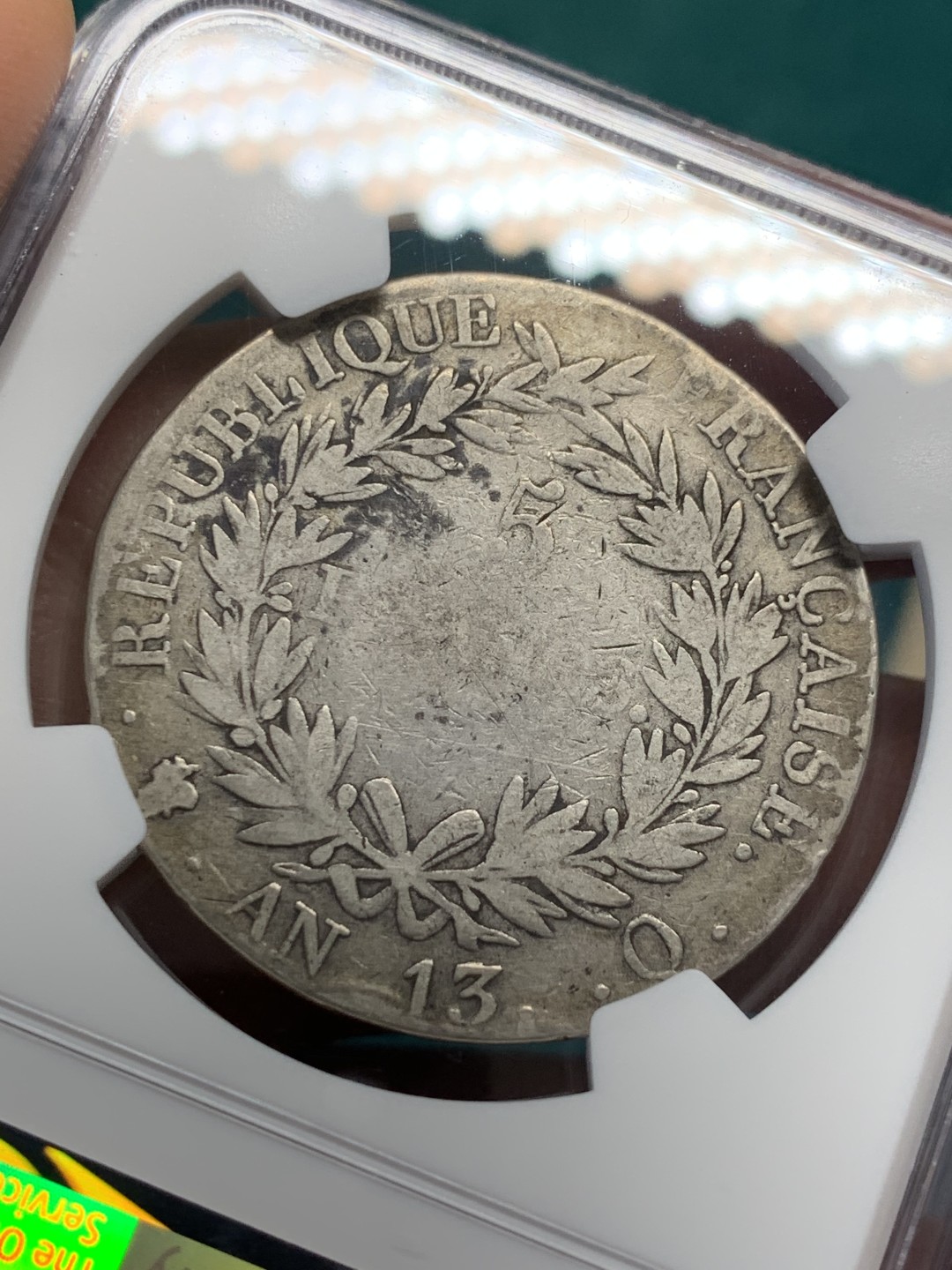 《竞宝斋》第146场-周日，周一 2场 (全场包邮) 第三名 NGC-VG8 法国AN13年 佩皮尼昂造 5法郎拿破仑一世 大银币 稀少厂名 罕见