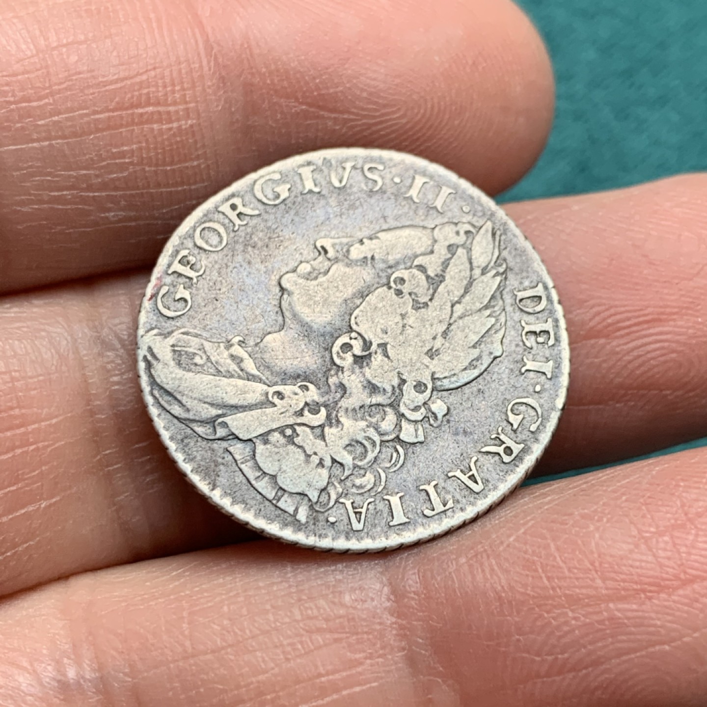 《竞宝斋》第146场-周日，周一 2场 (全场包邮) 英国 1750年 水泡眼 乔治二世 1先令 银币 原味状态 包浆自然