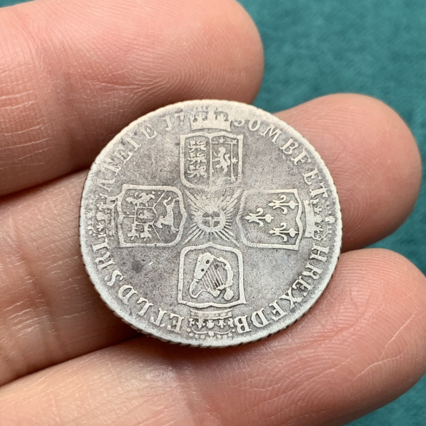 《竞宝斋》第146场-周日，周一 2场 (全场包邮) 英国 1750年 水泡眼 乔治二世 1先令 银币 原味状态 包浆自然