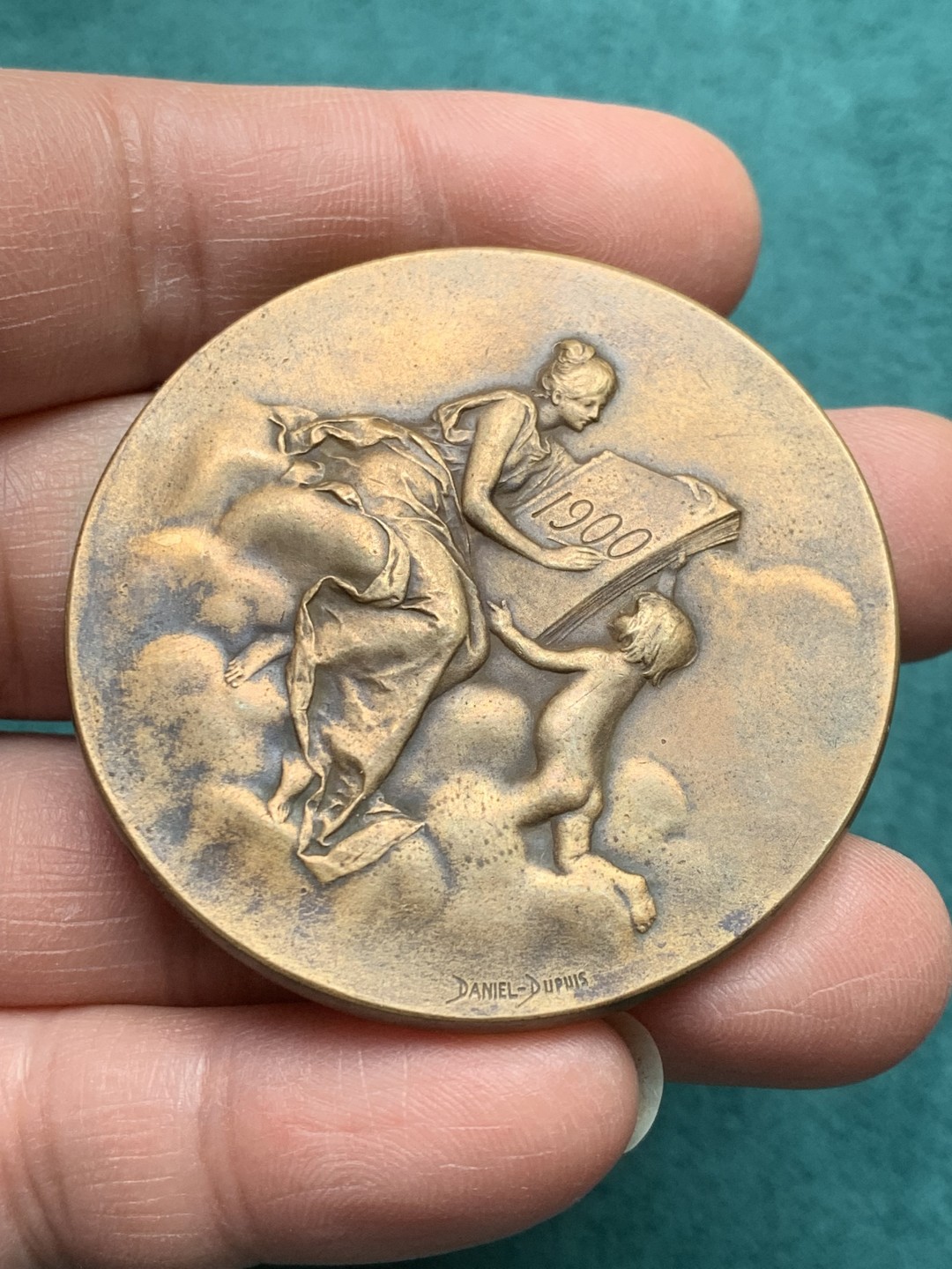 《竞宝斋》第146场-周日，周一 2场 (全场包邮) 法国 1900 巴黎钱币博物馆纪念大铜章 边铭丰饶角BR 重量59.2g 50.5mm铜制温润