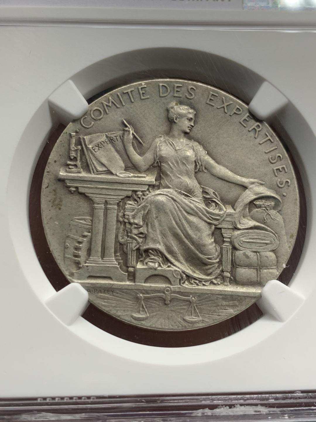 《竞宝斋》第146场-周日，周一 2场 (全场包邮) NGC MS64 1822年法国公证处天平女神银质代币 顶级品相状态