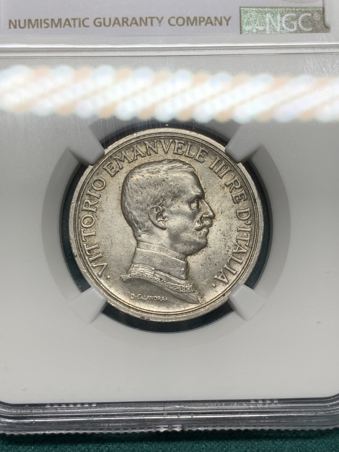 《竞宝斋》第146场-周日，周一 2场 (全场包邮) NGC-MS62 意大利1916年 胜利马车 2里拉银币 原光好品