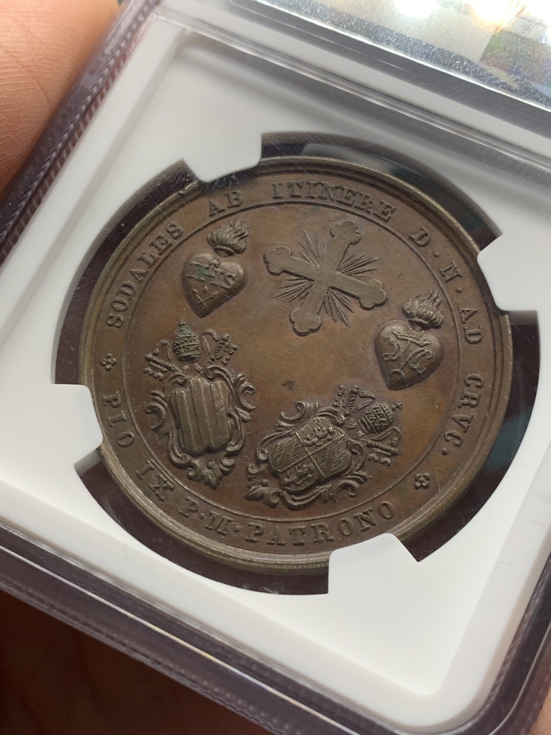 《竞宝斋》第146场-周日，周一 2场 (全场包邮) NGC MS63 1851年梵蒂冈高浮雕精美铜章 稀少 难得品相状态一流 加厚盒装