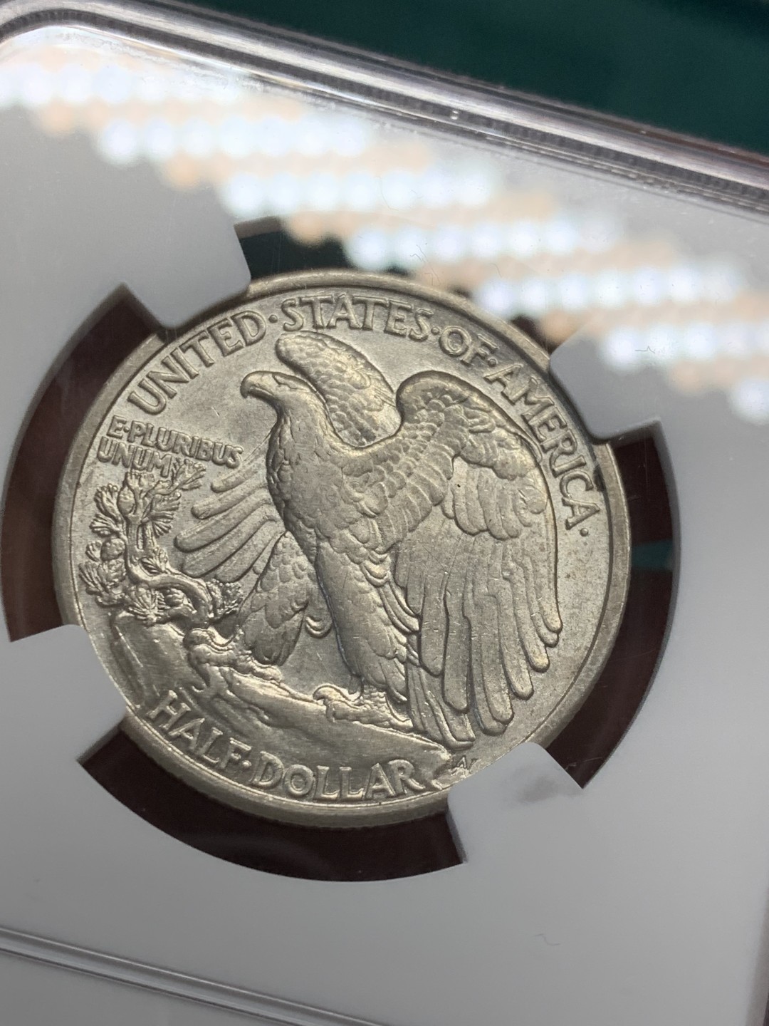 《竞宝斋》第146场-周日，周一 2场 (全场包邮) NGC-AU58 美国1943年 行走女神半圆 原光银币