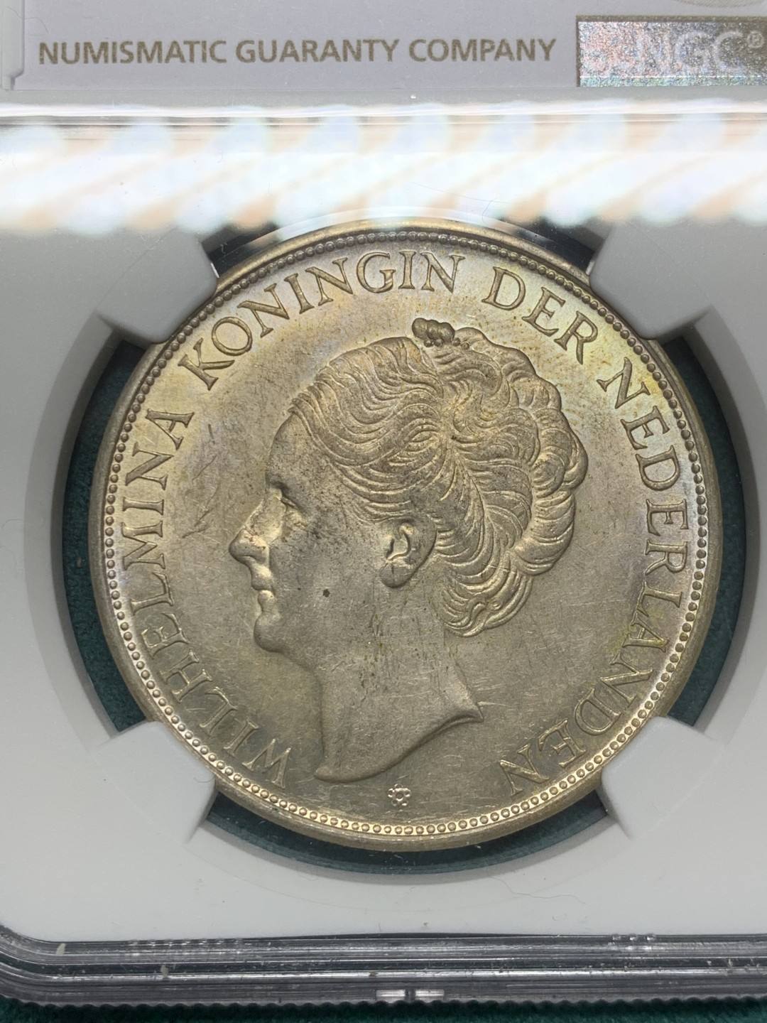 《竞宝斋》第146场-周日，周一 2场 (全场包邮) NGC-MS62 荷属东印度殖民地 1943年 女王威廉米娜2.5盾大银币 原光好品