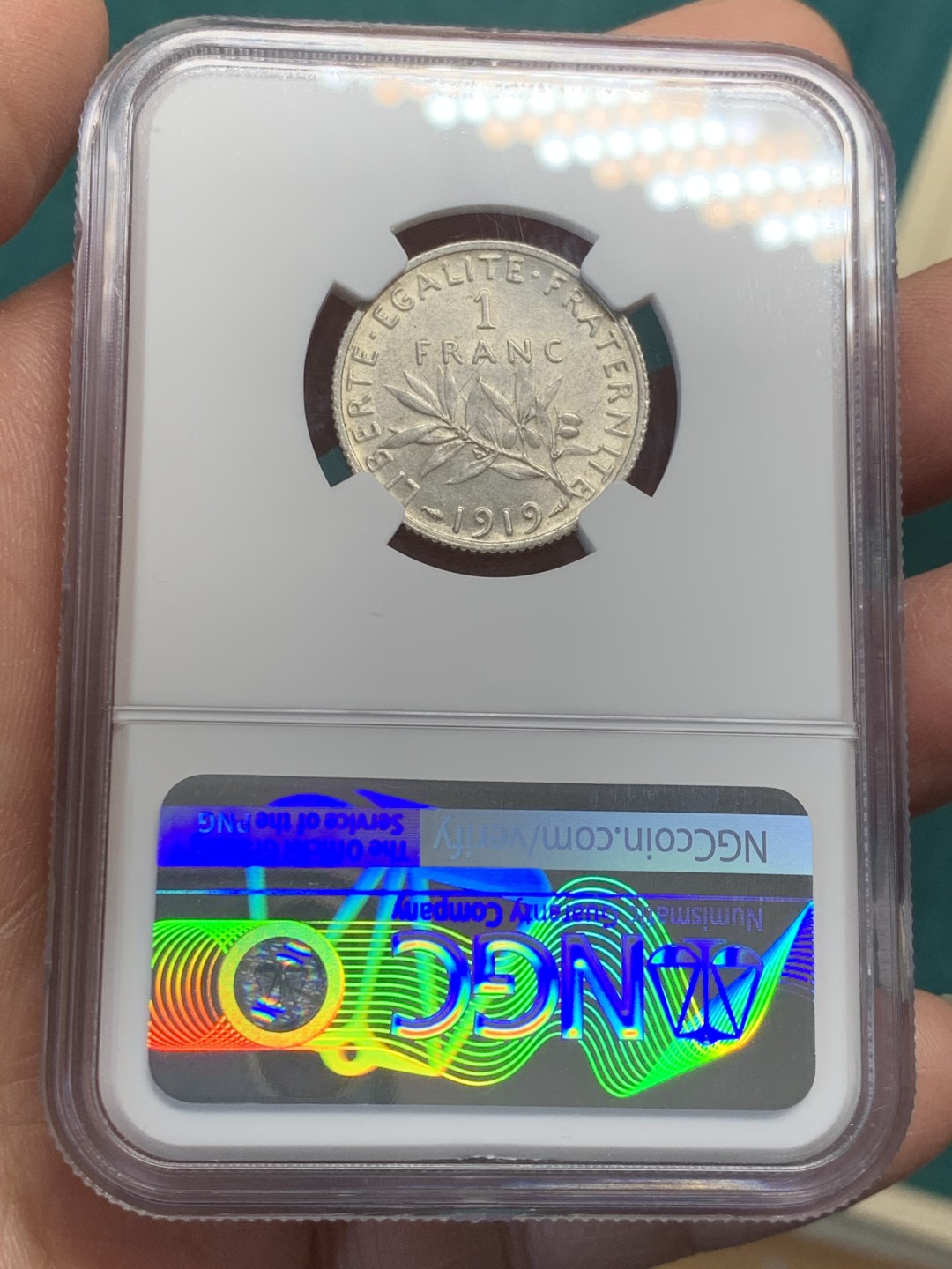 《竞宝斋》第146场-周日，周一 2场 (全场包邮) NGC-MS63 法国1919年 播种女神1法郎银币 顶级好品