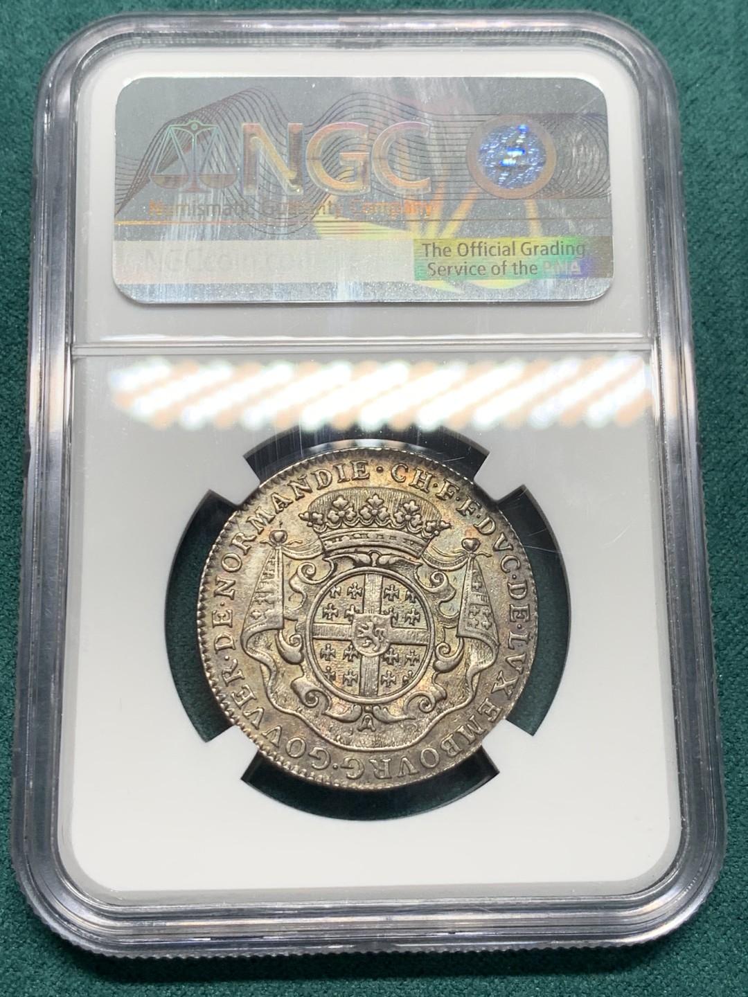 《竞宝斋》第146场-周日，周一 2场 (全场包邮) NGC-AU55 法国诺曼底 十八世纪JETON 绵羊徽章 罕见品种
